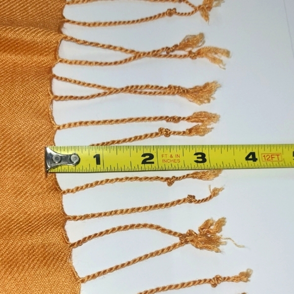 Scarf Wrap Peach Pastel Orange Knotted Fringe Monochrome Claddic Timeless - Picture 7 of 7